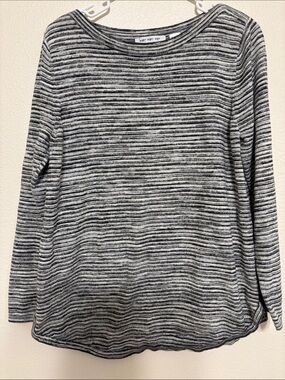 eight eight eight Black and White Striped Long Sleeve Top Size Large